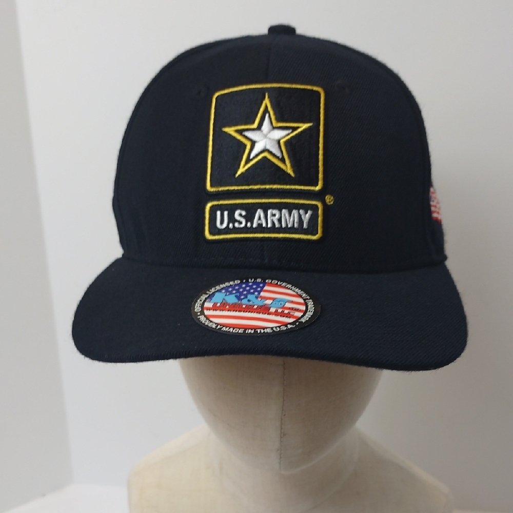 K & S US Army Black Trucker Hat Ball Cap Patch Embroidered NWT Made In USA